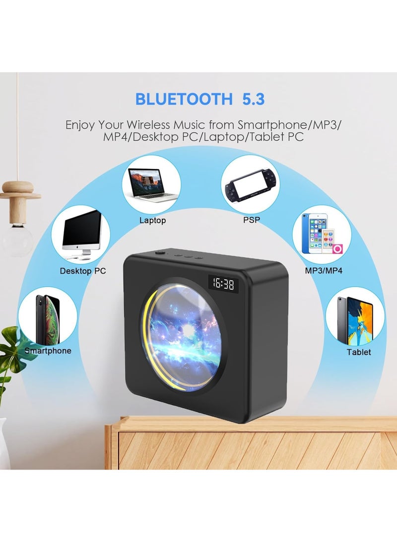 SYOSI Portable Wireless Bluetooth Speaker with HiFi Stereo Sound, Digital Clock, and Atmosphere Light Effects, Supports Bluetooth/TF Card/AUX, Ideal for Home and Birthday Gifts for Girls, Boys, and Family - Image 5